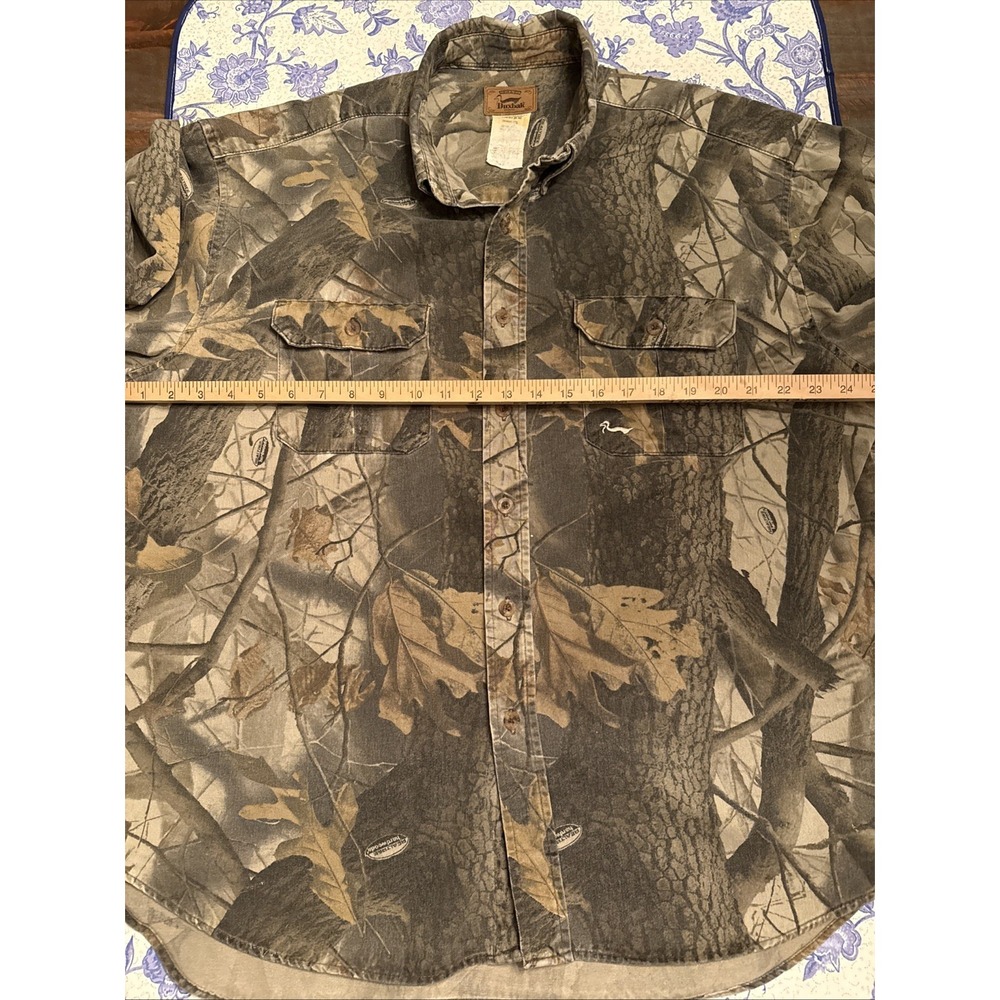 Duxbak Long Sleeve Button Up Shirt Mens XLarge Camo Hunting Timber Print